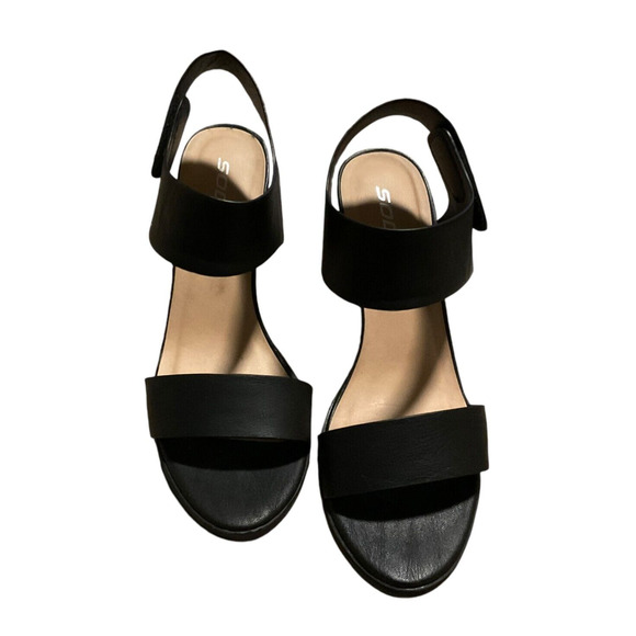 Soda WAIT-AS Women's Black Size 10 Block Heel Sandals Open Toe Adjustable Strap - Picture 8 of 11